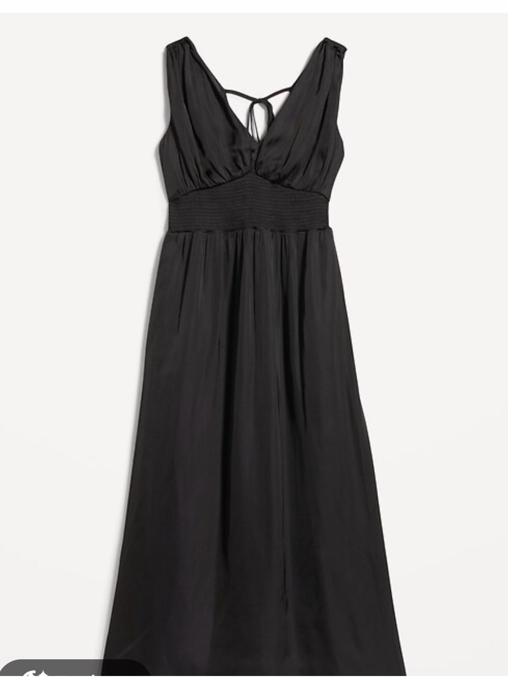 XXL Old Navy Black V-Neck Midi Dress with Smocked Waist and Tie Back